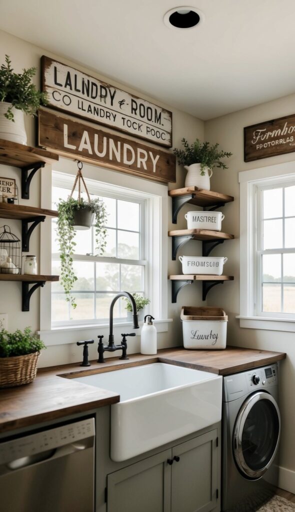 24 Stunning Farmhouse Laundry Room Decor Ideas