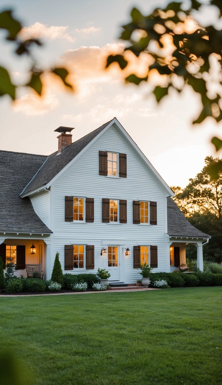A quaint farmhouse with 14 charming windows, each bowed to create a cozy nook
