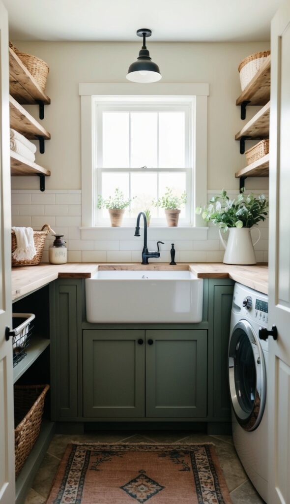 24 Stunning Farmhouse Laundry Room Decor Ideas